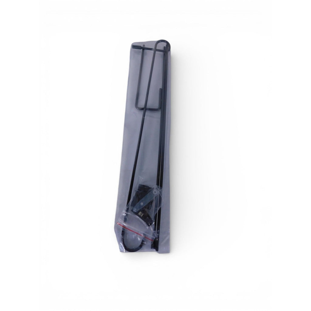35" Black Garden Flag Holder - Metal Yard Stake with Anti-Wind Clips & Stoppers