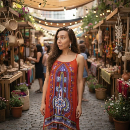 World Market S/M Boho Tribal Sleeveless Dress Rayon