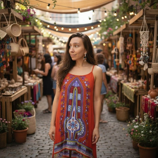 World Market S/M Boho Tribal Sleeveless Dress Rayon