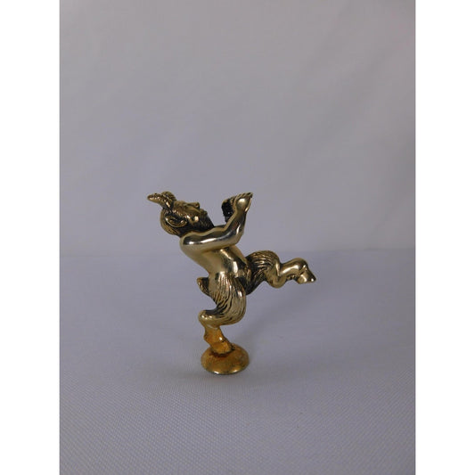 Mini Papo Satyr Faun Figurine Brass Tone Gold Metal Fantasy Pagan Altar Decor