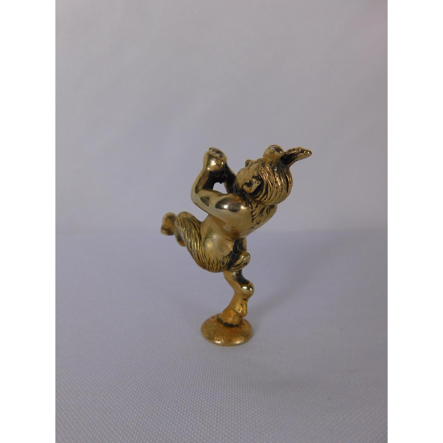Mini Papo Satyr Faun Figurine Brass Tone Gold Metal Fantasy Pagan Altar Decor
