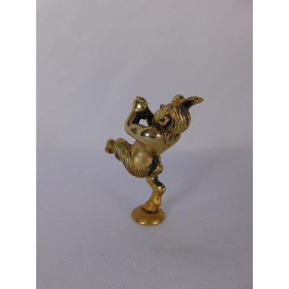 Mini Papo Satyr Faun Figurine Brass Tone Gold Metal Fantasy Pagan Altar Decor