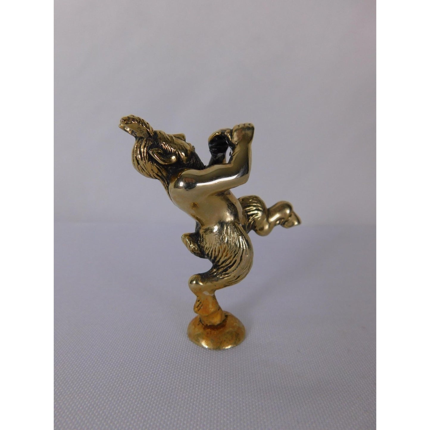 Mini Papo Satyr Faun Figurine Brass Tone Gold Metal Fantasy Pagan Altar Decor