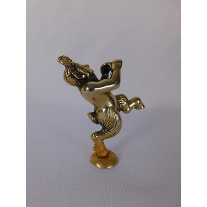 Mini Papo Satyr Faun Figurine Brass Tone Gold Metal Fantasy Pagan Altar Decor