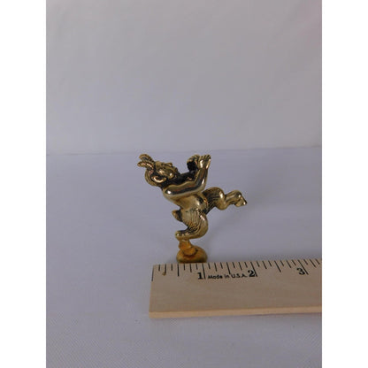 Mini Papo Satyr Faun Figurine Brass Tone Gold Metal Fantasy Pagan Altar Decor