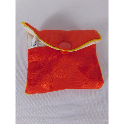 Vintage 90s Satin Floral Coin Purse Orange Red Pouch Snap Button Zip Wallet BOHO