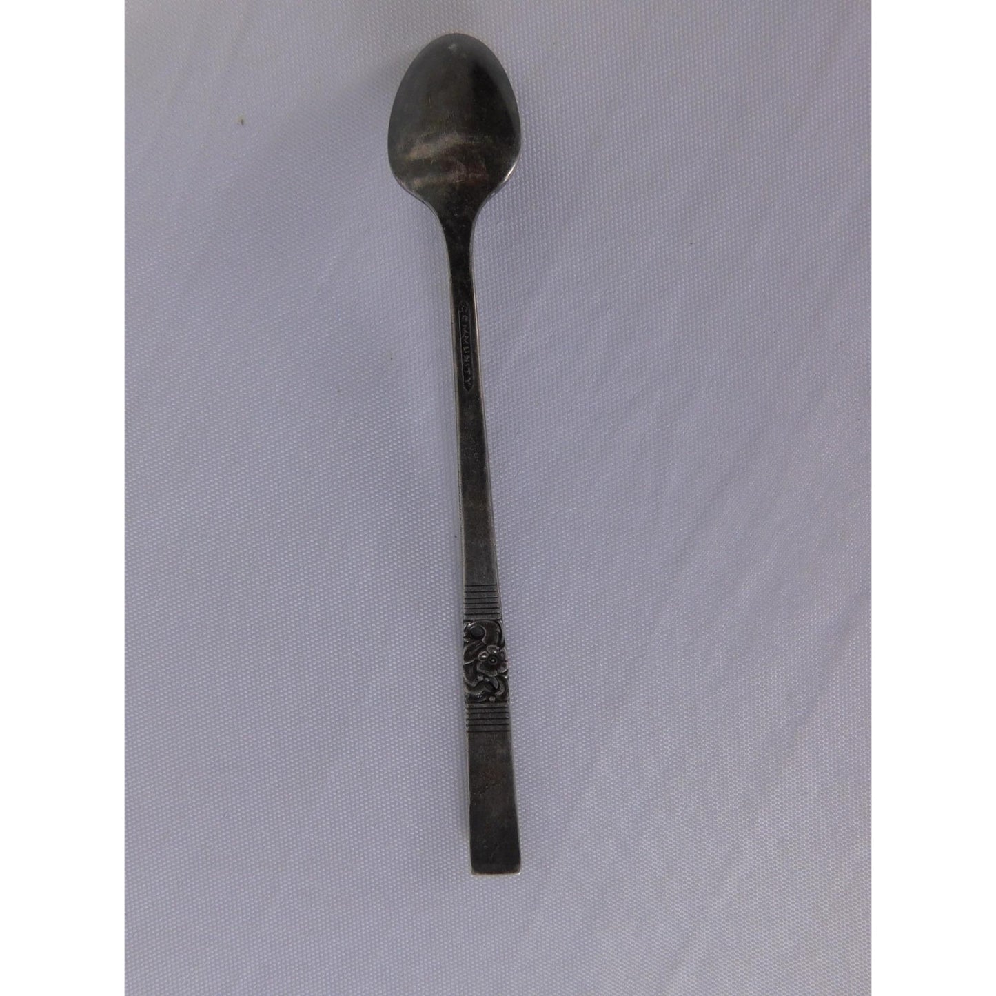 Vintage Floral Handle Teaspoon Silver Metal Traditional Flatware Single Spoon