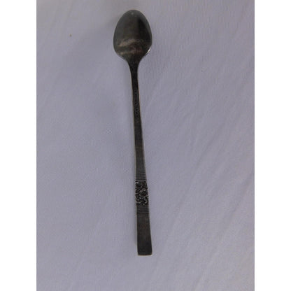 Vintage Floral Handle Teaspoon Silver Metal Traditional Flatware Single Spoon