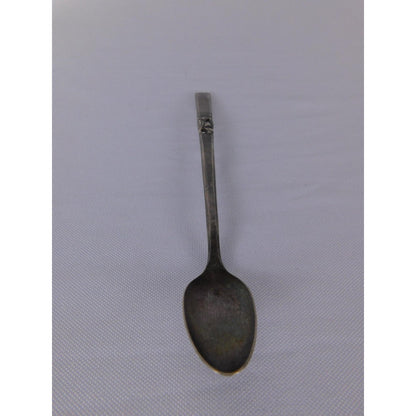 Vintage Floral Handle Teaspoon Silver Metal Traditional Flatware Single Spoon