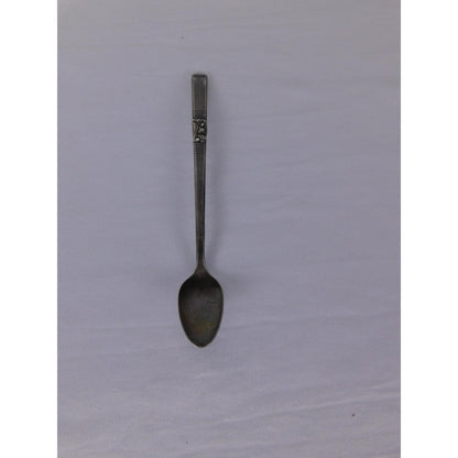 Vintage Floral Handle Teaspoon Silver Metal Traditional Flatware Single Spoon