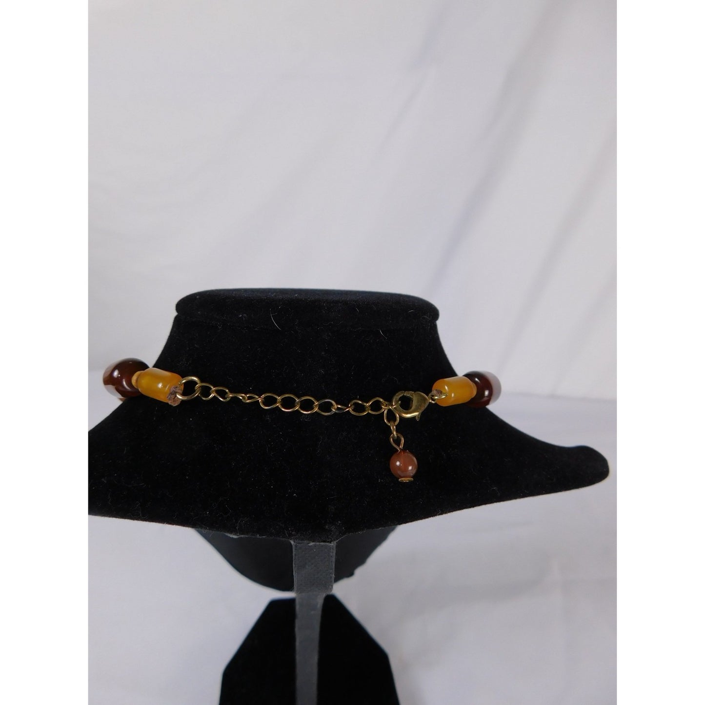 Vintage Beaded Pendant Necklace Boho Geometric Gold Tone Adjustable Statement Je