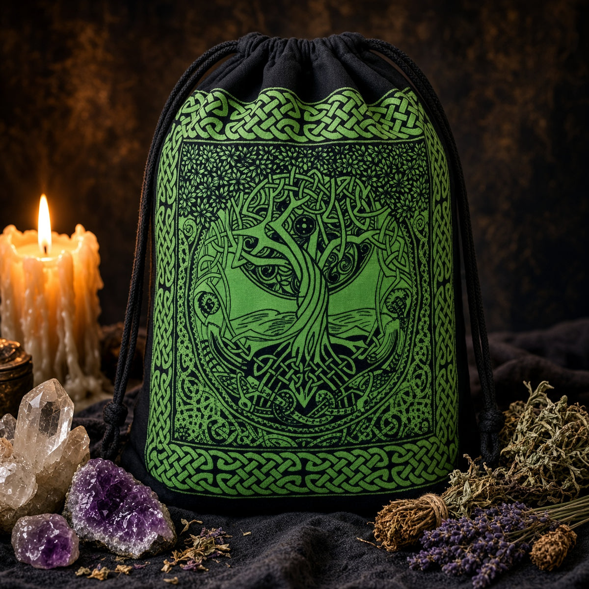 Tree of Life Drawstring Backpack 18" Cotton Cinch Bag