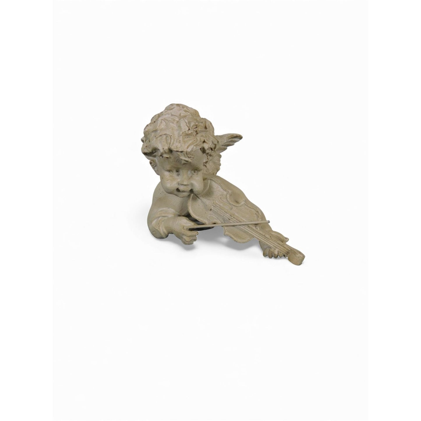 Antique-Style Resin Cherub Angel Figurine Playing Violin