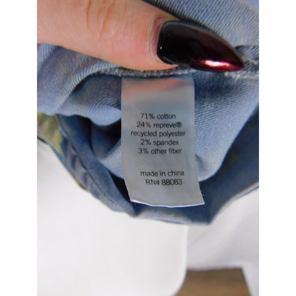 SO Denim Sunflower Jumper Dress L - Blue Yellow Zip Front - Excellent