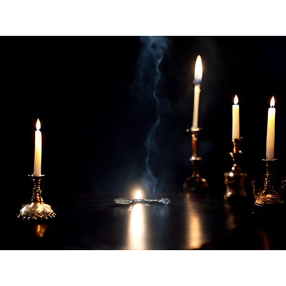 Carved Leaf Spoon with Crystal Accent, Apothecary Witchcraft Decor, 4.33"