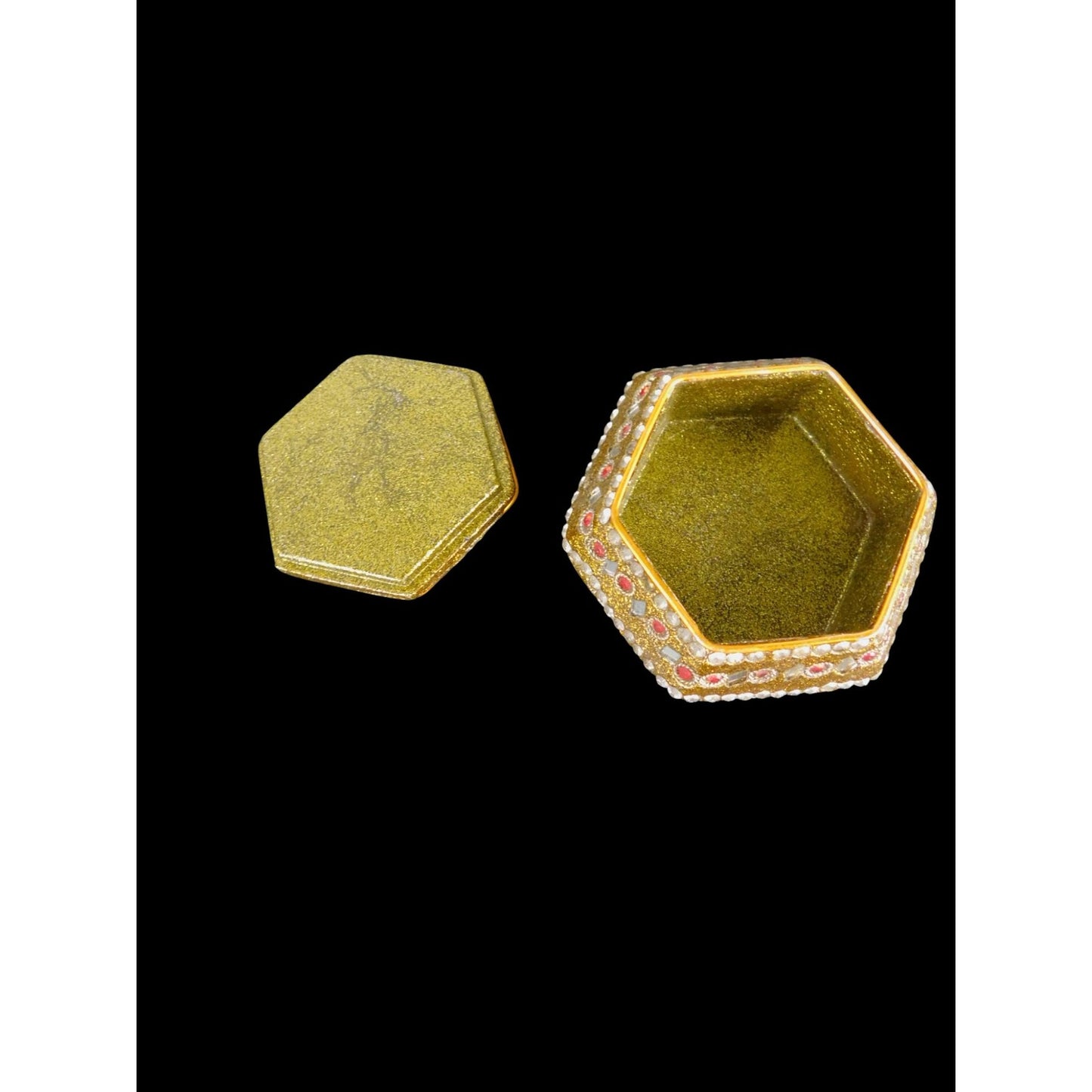 Jeweled Metal Trinket Box Set of 3 – Boho Indian Gilded Decor