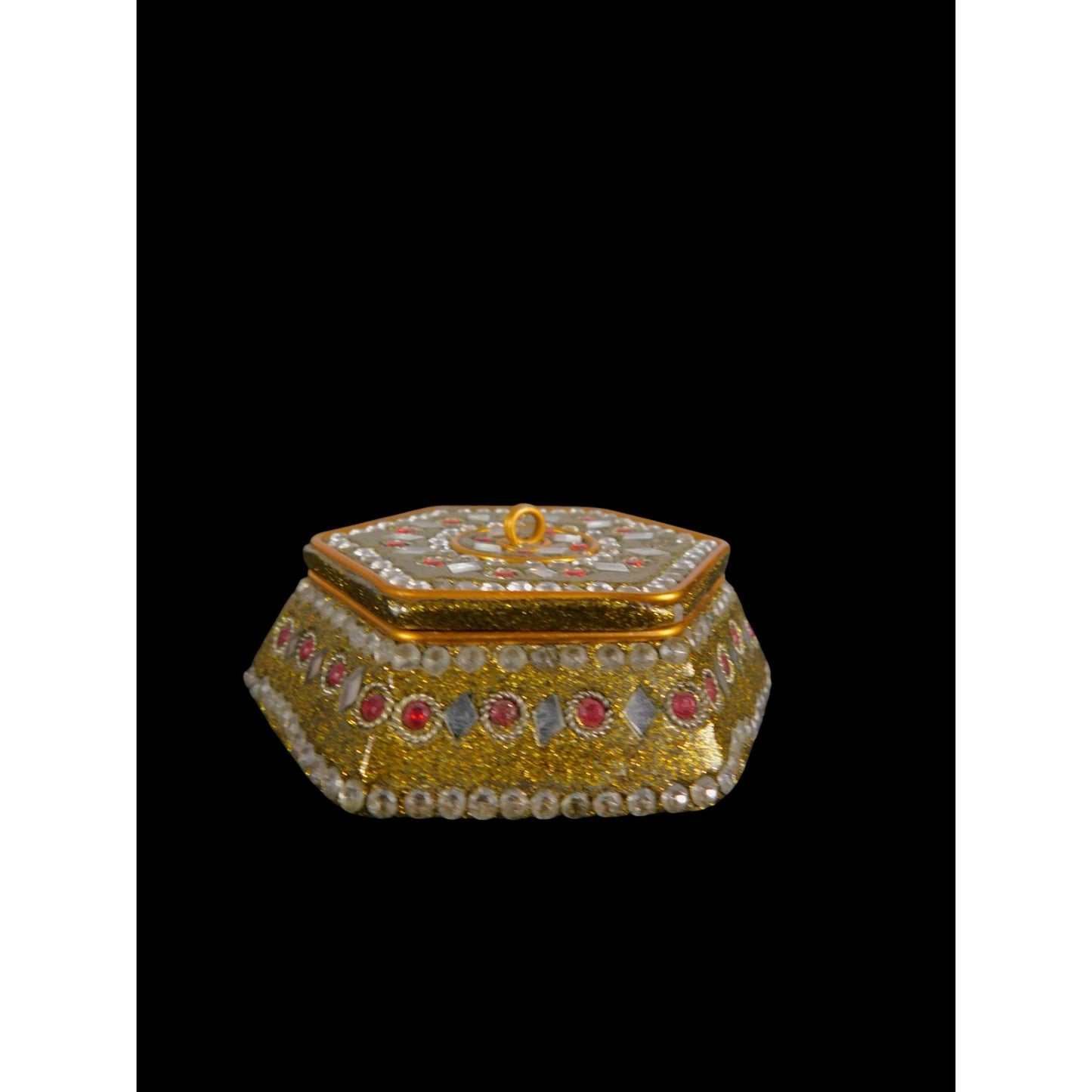 Jeweled Metal Trinket Box Set of 3 – Boho Indian Gilded Decor