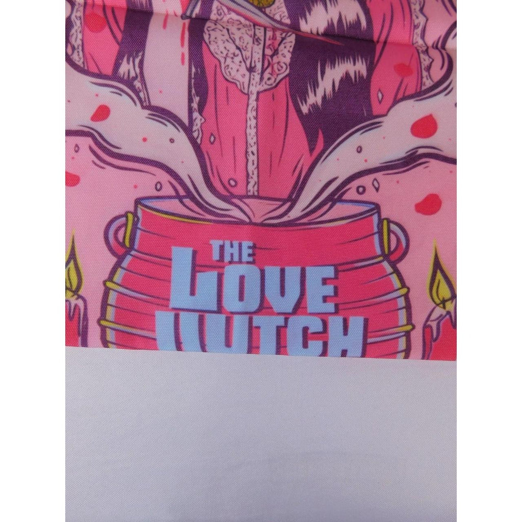 The Witch Illustrated Love Tote Bag With Pink & Red Design White Handles