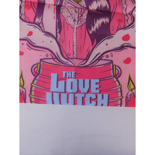 The Witch Illustrated Love Tote Bag With Pink & Red Design White Handles