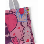 The Witch Illustrated Love Tote Bag With Pink & Red Design White Handles