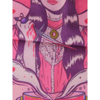 The Witch Illustrated Love Tote Bag With Pink & Red Design White Handles