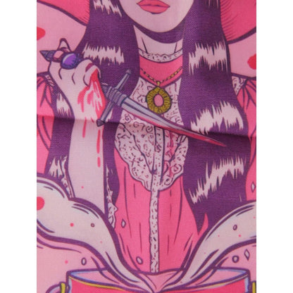 The Witch Illustrated Love Tote Bag With Pink & Red Design White Handles