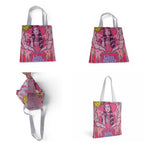 The Witch Illustrated Love Tote Bag With Pink & Red Design White Handles