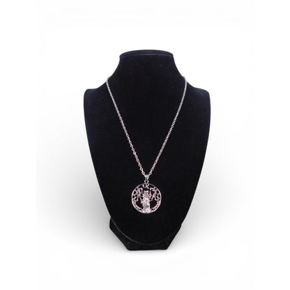 Goddess Tree Of Life Pendant Necklace Silver Tone Round Chain Wiccan Fantasy