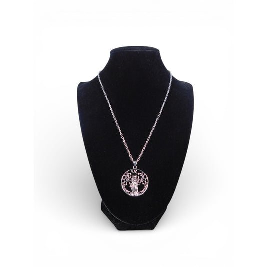 Goddess Tree Of Life Pendant Necklace Silver Tone Round Chain Wiccan Fantasy
