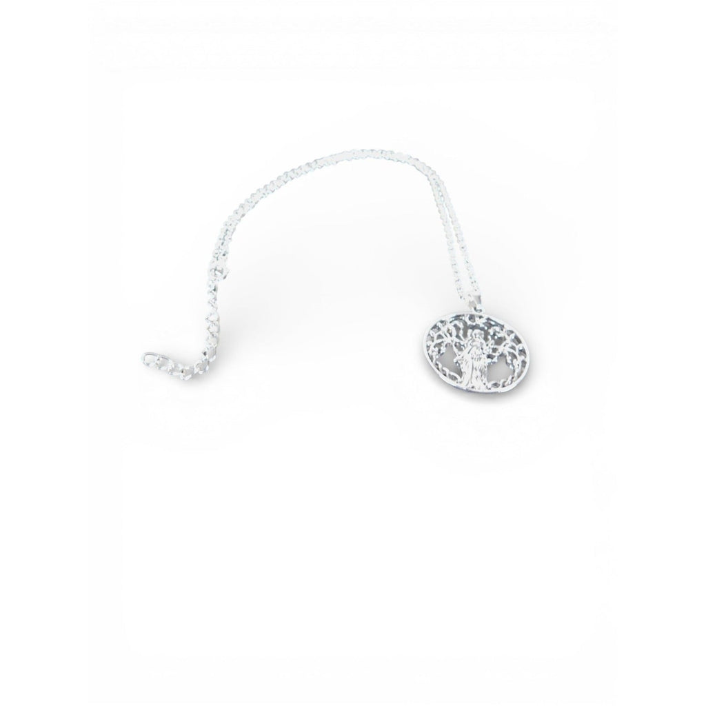 Goddess Tree Of Life Pendant Necklace Silver Tone Round Chain