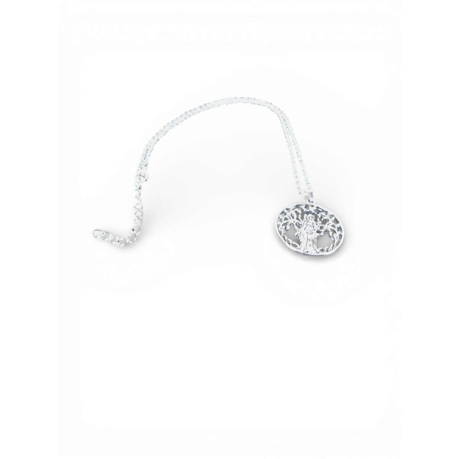 Goddess Tree Of Life Pendant Necklace Silver Tone Round Chain