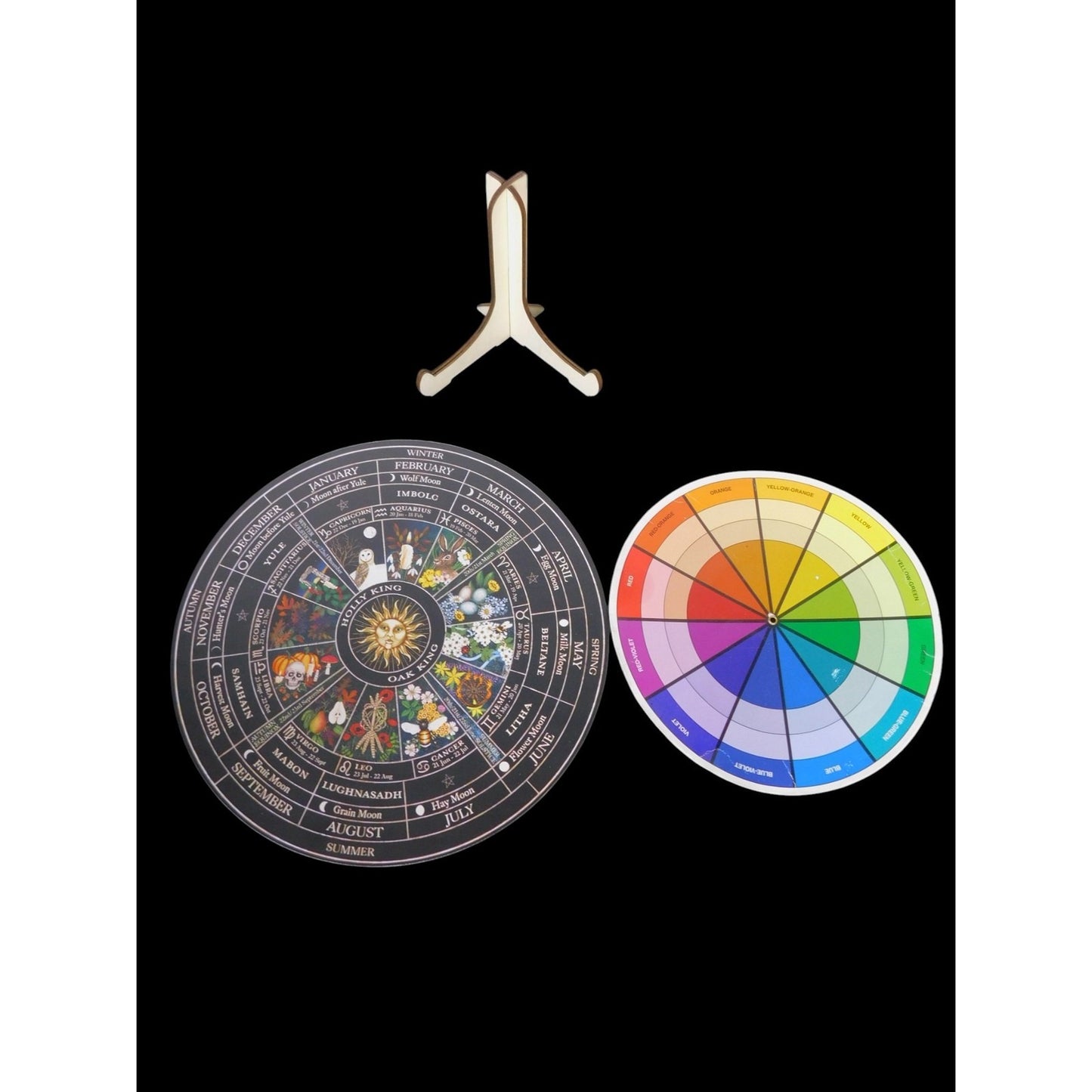 Witch's Wheel Of The Year 12" Wood Calendar - New - Witchcore Earth