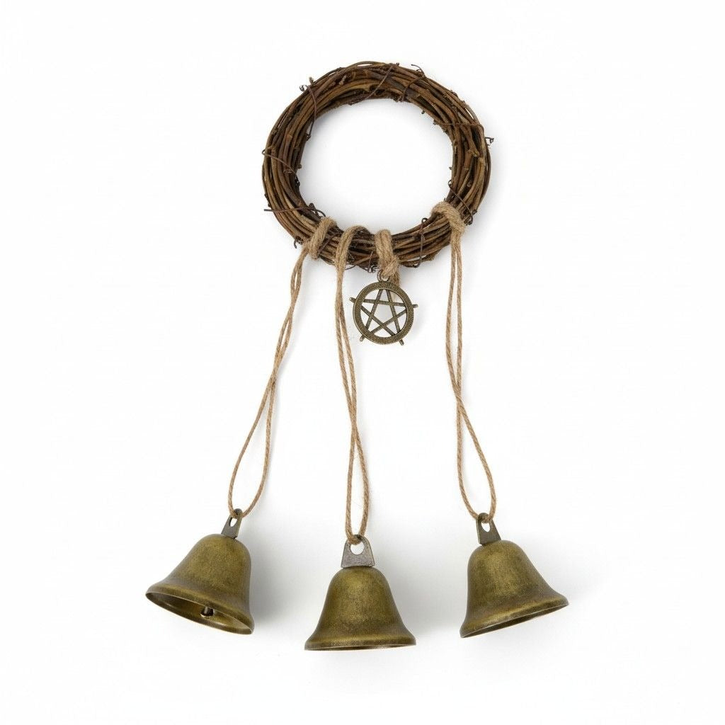 Handmade Witches Bells Grapevine 4" Pentacle - New - Witchcore Folk