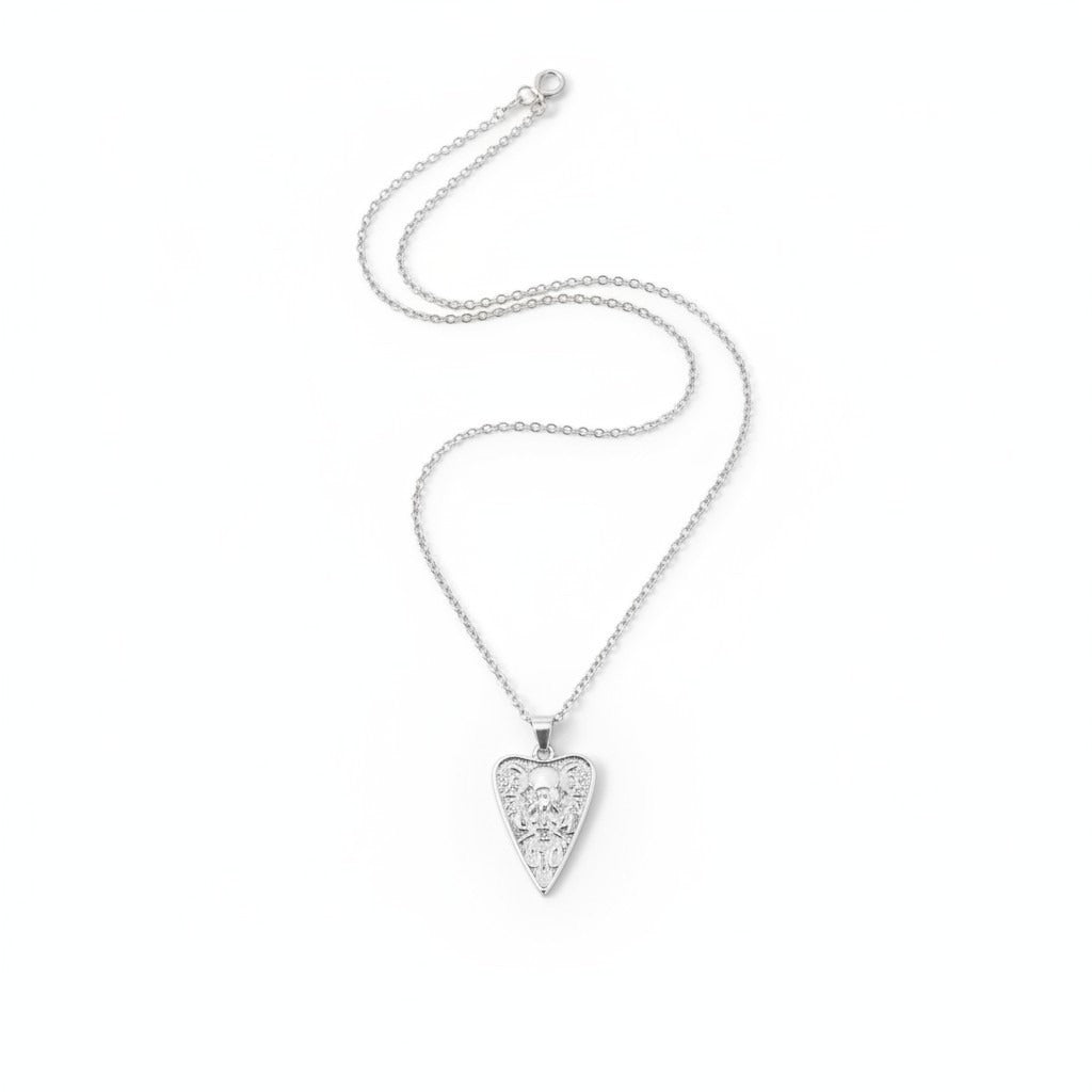 Triple Moon Goddess Heart Pendant Necklace Silver Pagan Wiccan 18in Jewelry