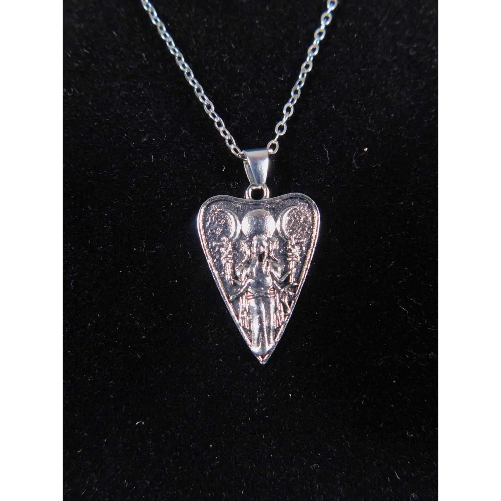 Triple Moon Goddess Heart Pendant Necklace Silver Pagan Wiccan 18in Jewelry