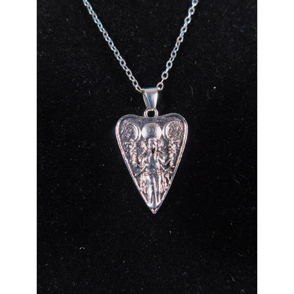 Triple Moon Goddess Heart Pendant Necklace Silver Pagan Wiccan 18in Jewelry