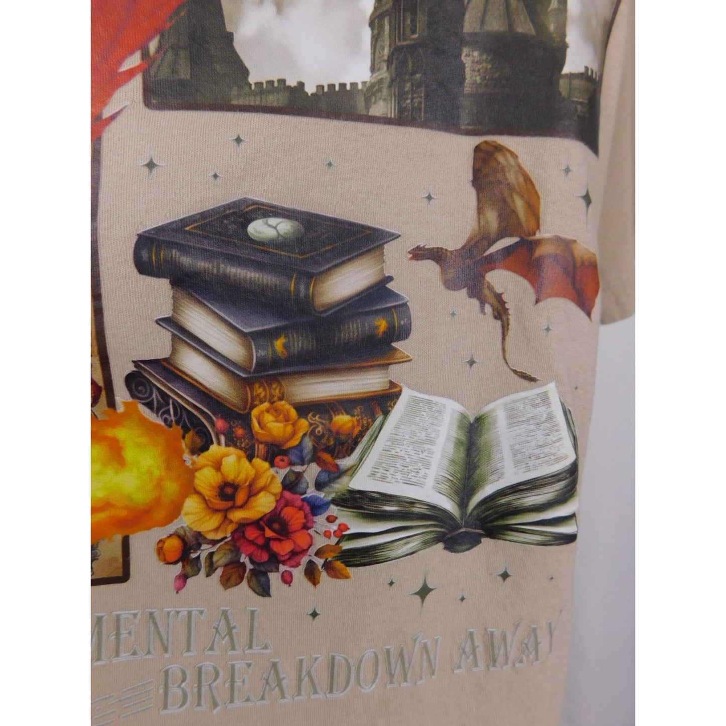 A Book A Day Tee Beige Fantasy Graphic T-Shirt Bella + Canvas L