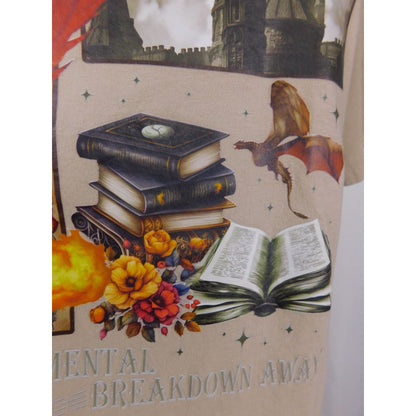 A Book A Day Tee Beige Fantasy Graphic T-Shirt Bella + Canvas L