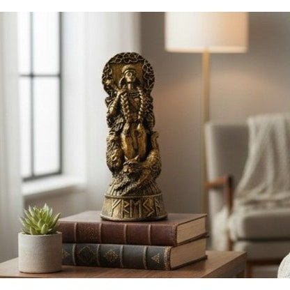 Freyja Goddess Figurine 8" Antique Gold - Norse Viking Statue - New