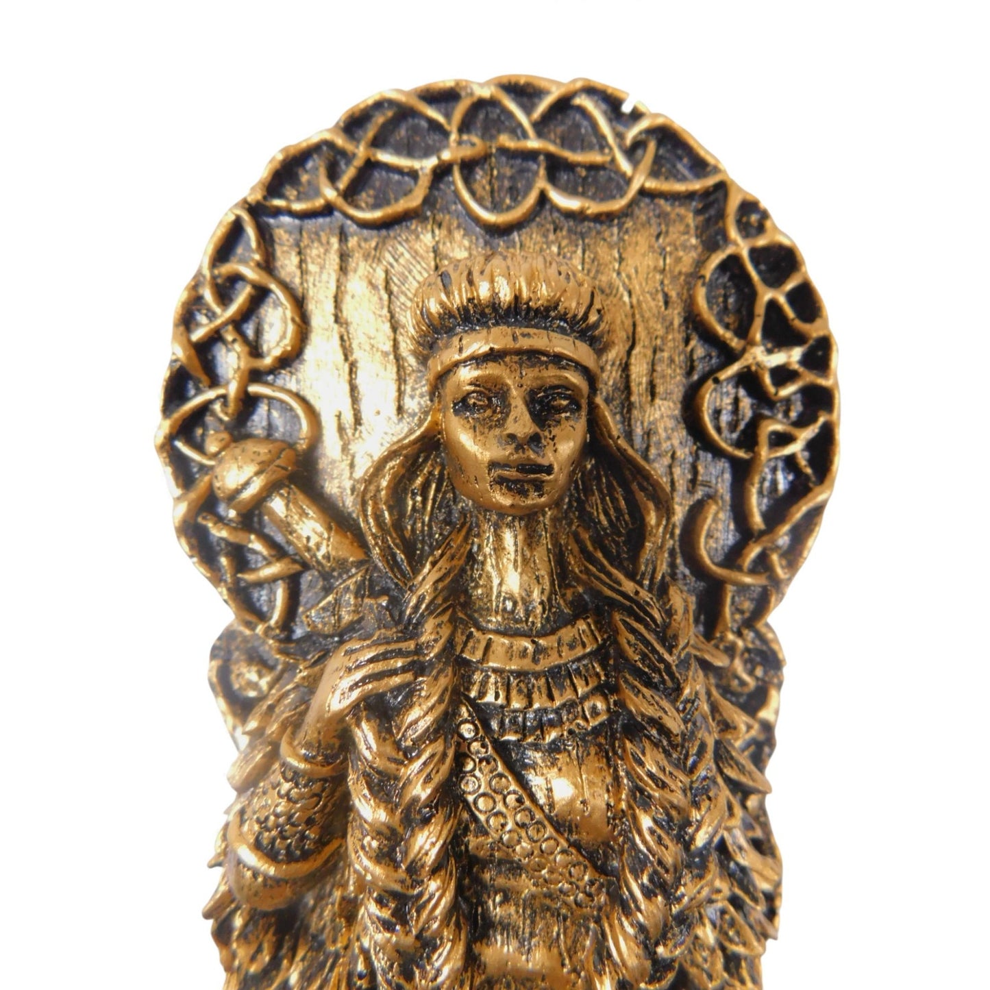 Freyja Goddess Figurine 8" Antique Gold - Norse Viking Statue - New