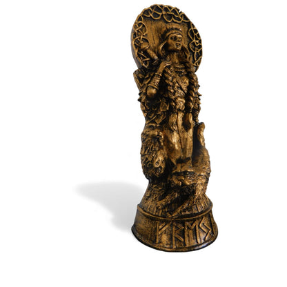 Freyja Goddess Figurine 8" Antique Gold - Norse Viking Statue - New