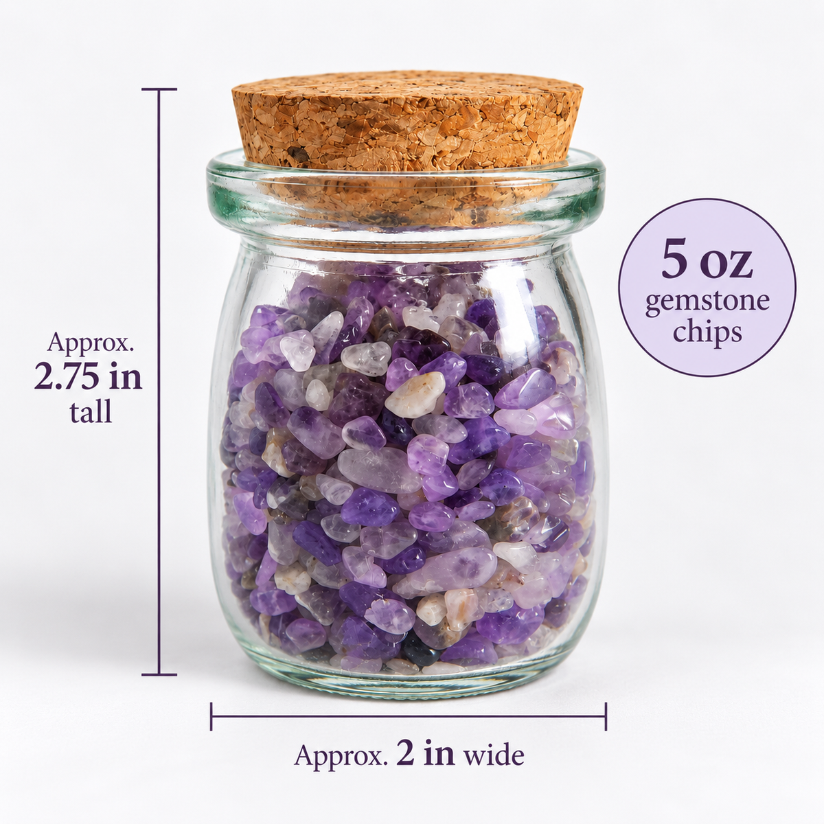 Amethyst Crystal Chips, 5 oz Glass Jar