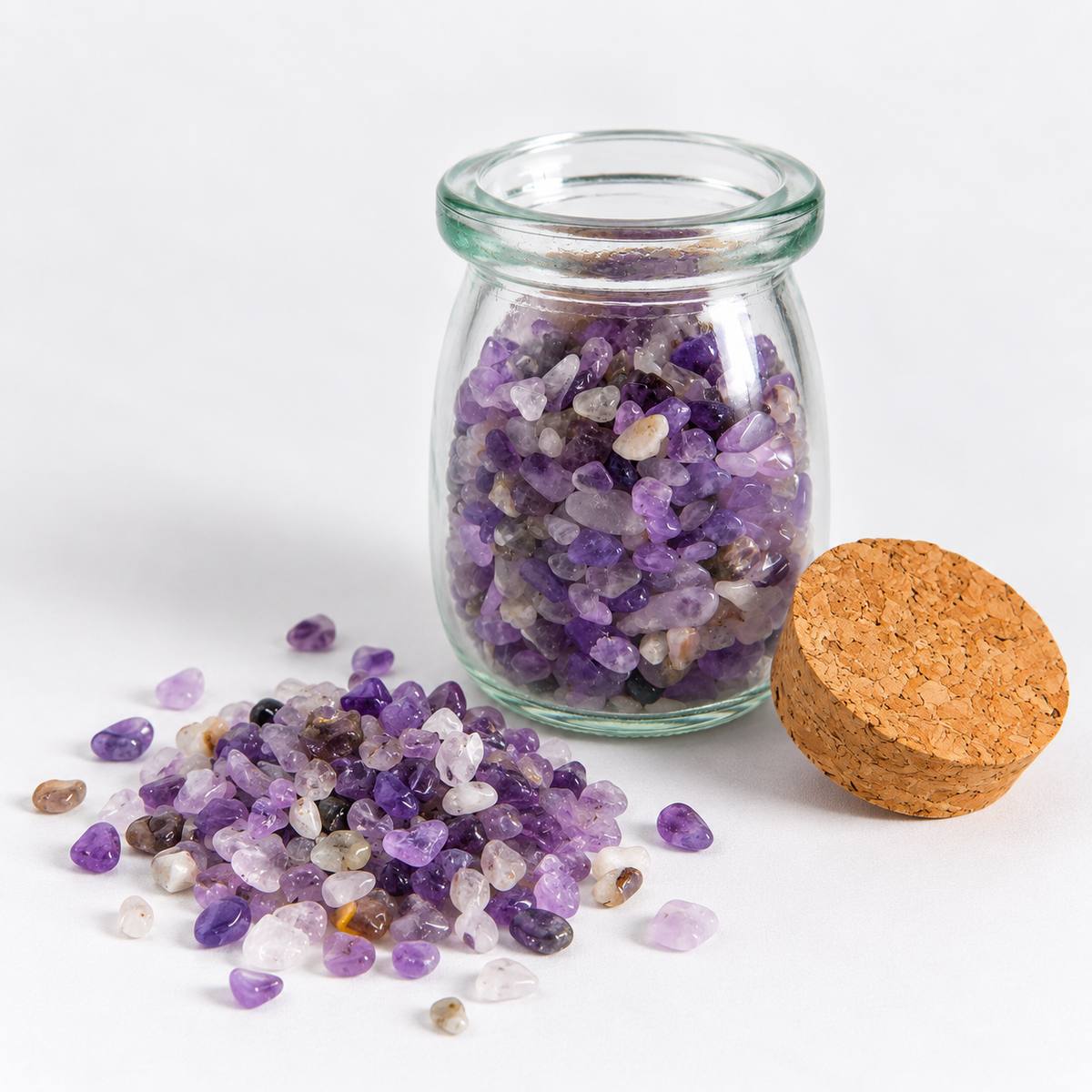 Amethyst Crystal Chips, 5 oz Glass Jar