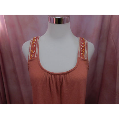 Absolutely Famous Terracotta Boho Dress Size L Embroidered Straps Flowy