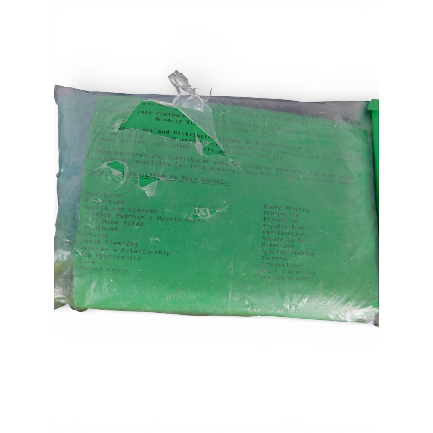 Vintage Ceridwen Money Drawing Spell Kit 1989 Occult Ritual