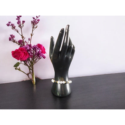 Healing Howlite Lava Stone 8mm Bead Bracelet Natural Calming Energy Stretch Fit