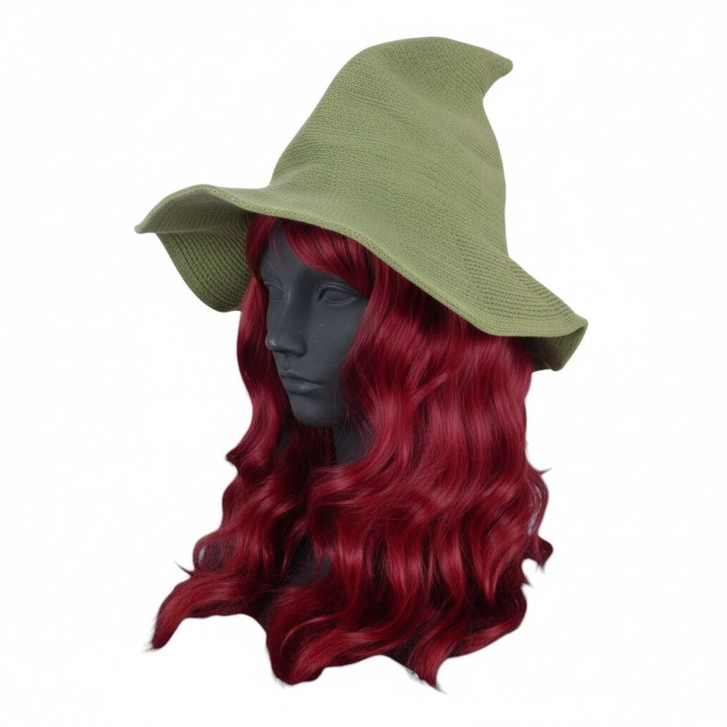 Green Woven Wool Blend Witch Hat - Adult Ritual & Everyday Wear - New