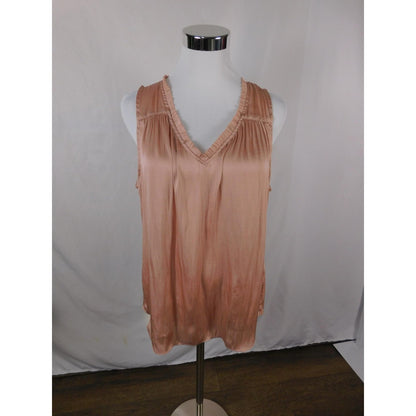Banana Republic Blush Satin Blouse M V-Neck Ruffle