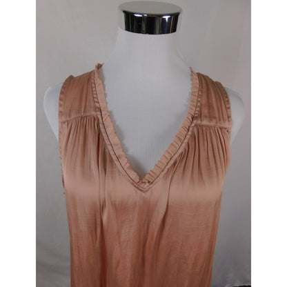 Banana Republic Blush Satin Blouse M V-Neck Ruffle