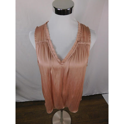 Banana Republic Blush Satin Blouse M V-Neck Ruffle